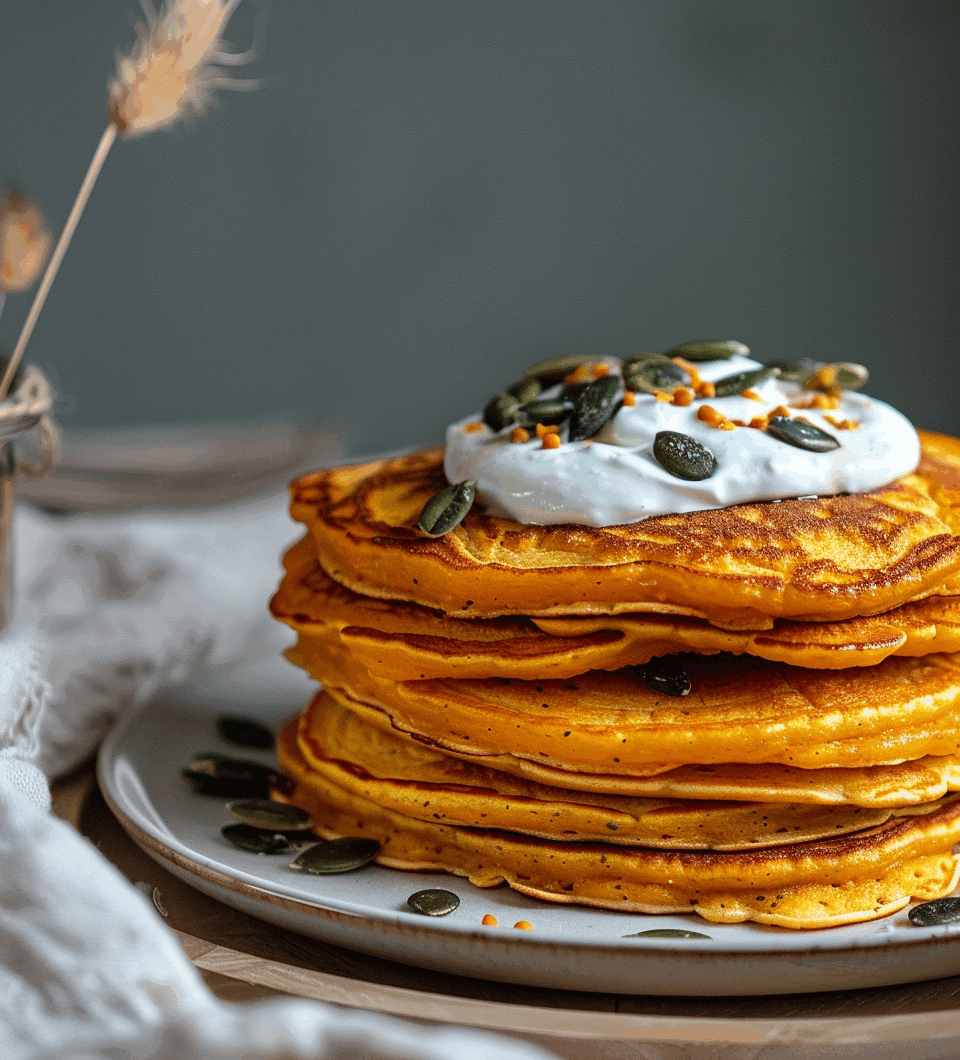 Pompoenpannenkoekjes met Griekse yoghurt