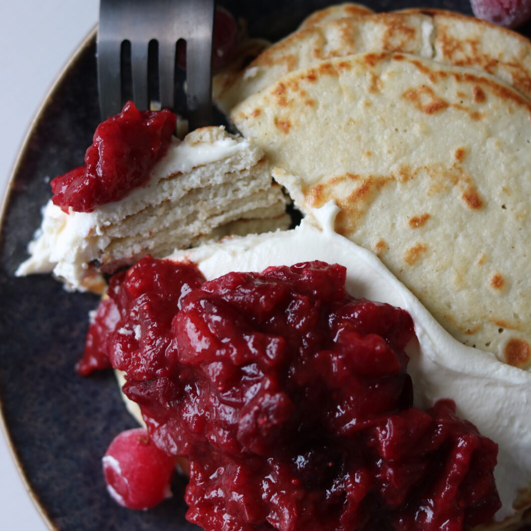 Crêpes met cranberrycompote en mascarpone