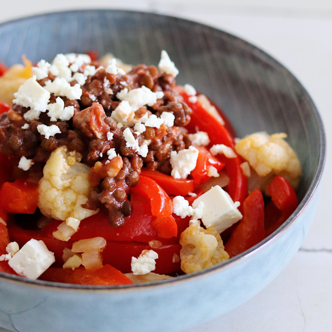 Paprika-bloemkool schotel met feta